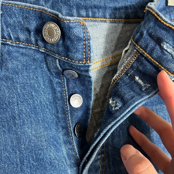 Levi’s blue 501 ankle length butterfly jeans 27 - Picture 3 of 9